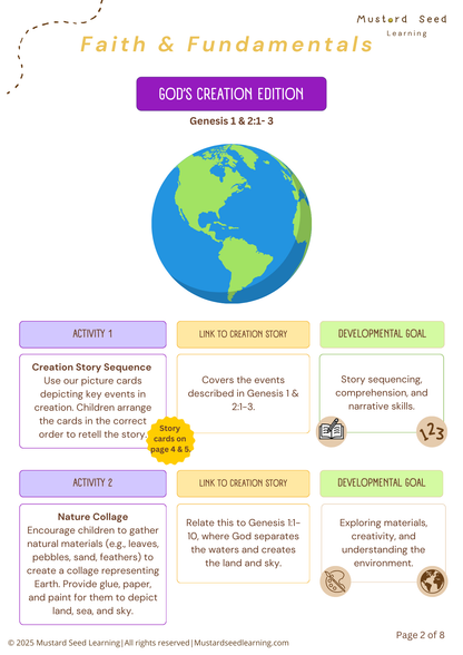 Faith & Fundamentals Activity Pack: Creation Edition