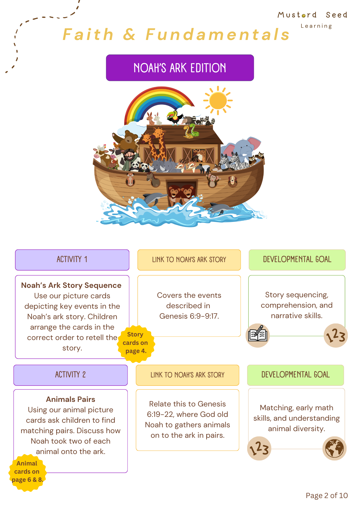 Faith & Fundamentals Activity Pack: Noah's Ark Edition